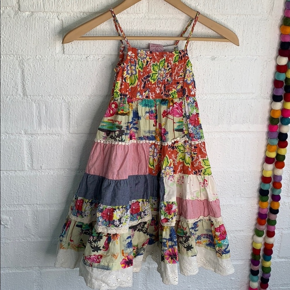 Cutey Couture Patchwork Ruffle Layer Dress sz 5/6 - Picture 7 of 8
